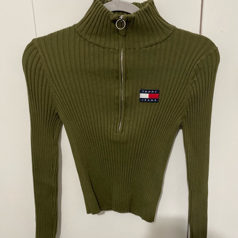 NWOT Tommy Jeans Olive Green Ribbed Sweater